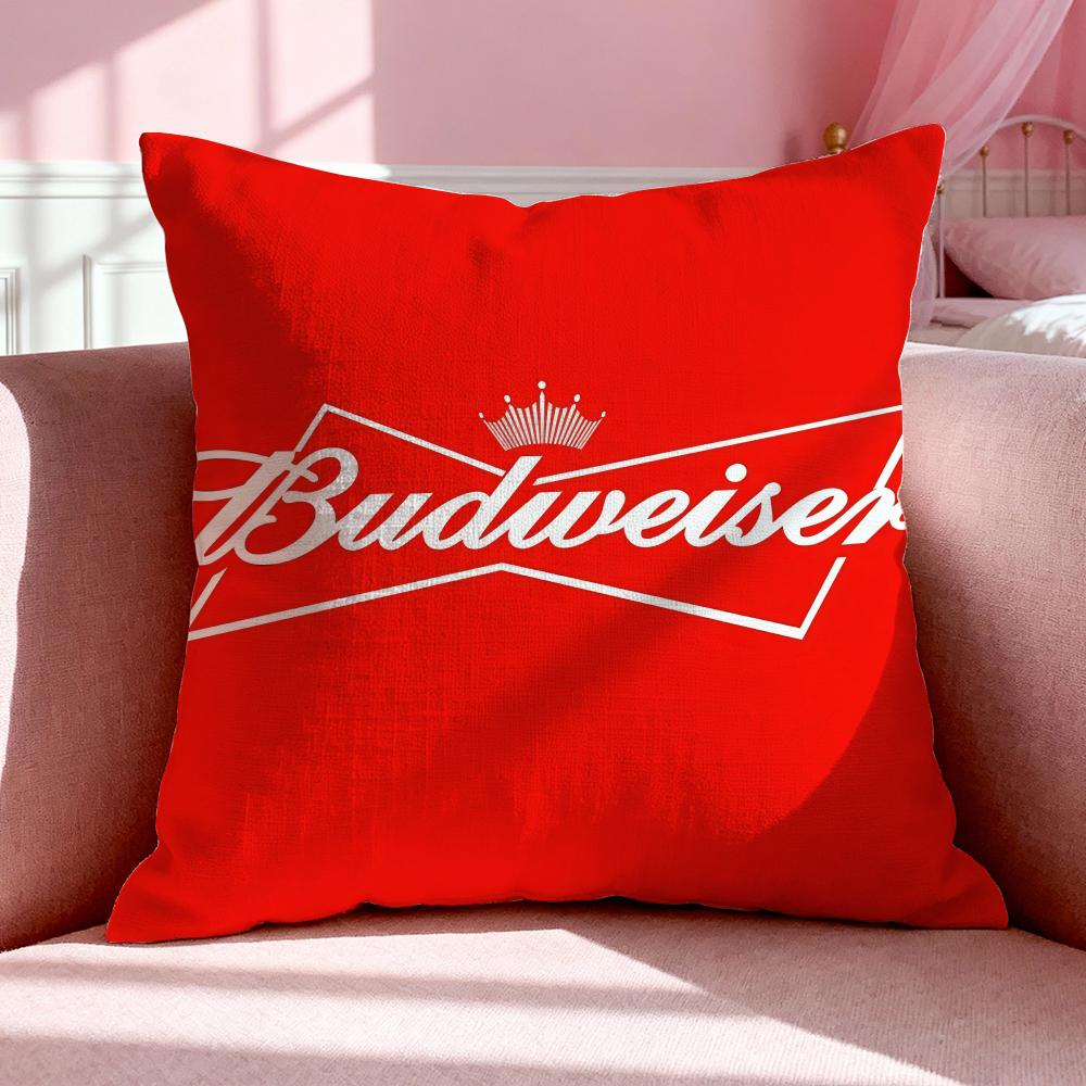 Beverage BBudweiser Cushion Cover Breathable Linen Pillowcase Summer Odorless EcoFriendly Invisible Zipper Washable
