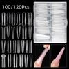 100/120Pcs/Box Full Cover Sculpted Nail Tips Fake Finger Nails Extension Tip Quick Building Mold False Tips For Manicuring Tool
