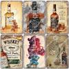Retro Whisky Poster Metal Tin Signs Whiskey Wine Glass Vintage Metal Plate Bar Club Pub Living Room Home Wall Decor