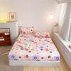 Colorful Floral Fitted Sheet Set 100% Cotton Bedding Set 3Pcs Bed Cover Pillowcases Skin-friendly Breathable Bedroom Decor