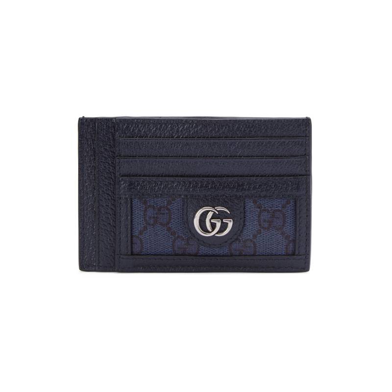 Gucci Ophidia Double G Logo Palladium Tone Accessories Canvas And Leather Card Holder Men Card Holder Blue Dark-Blue 732018-UULBN-4055