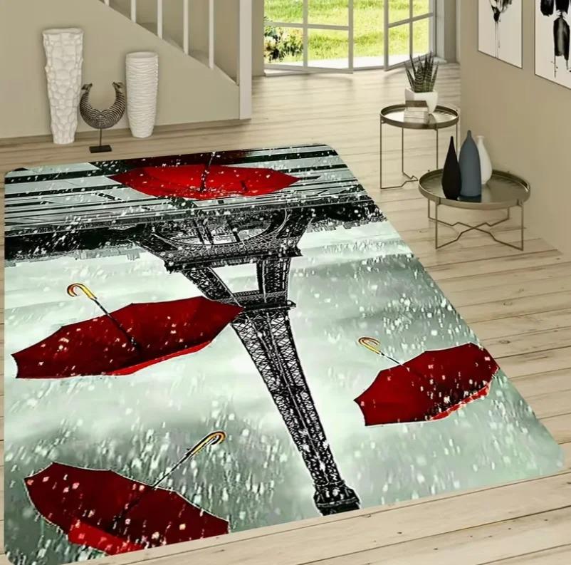 1pc Eiffel Tower Pattern Area Mat IndoorOutdoor Comfortable Mat for Living Room, Kitchen, Home, Office, Laundry Room Carpets