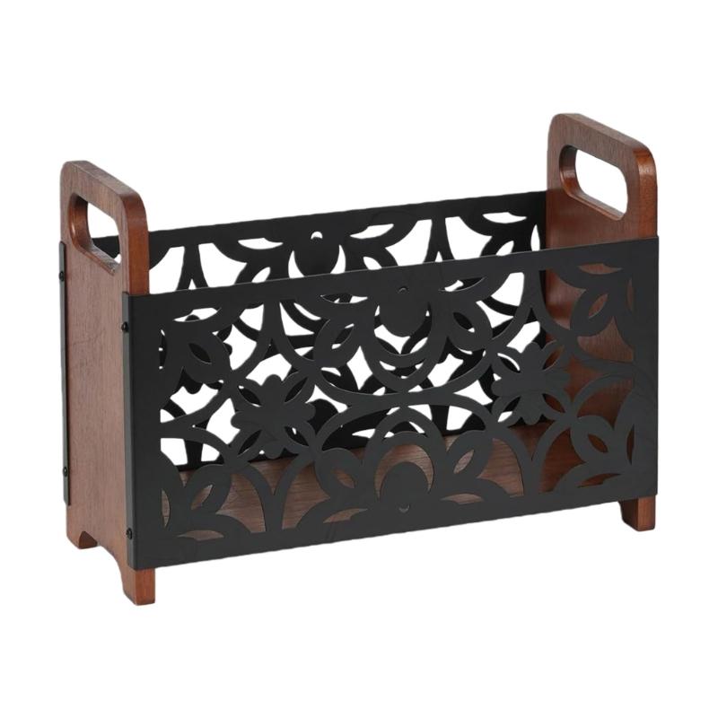 Multifunctional Floor Standing Storage Rack for Books Magazines Newspapers Wooden Organizer Elegant Home Decoration