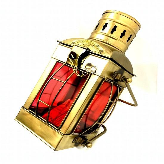 Antique Brass Beach Lantern Décor Nautical Marine Green Ship Hanging Oil Lamp