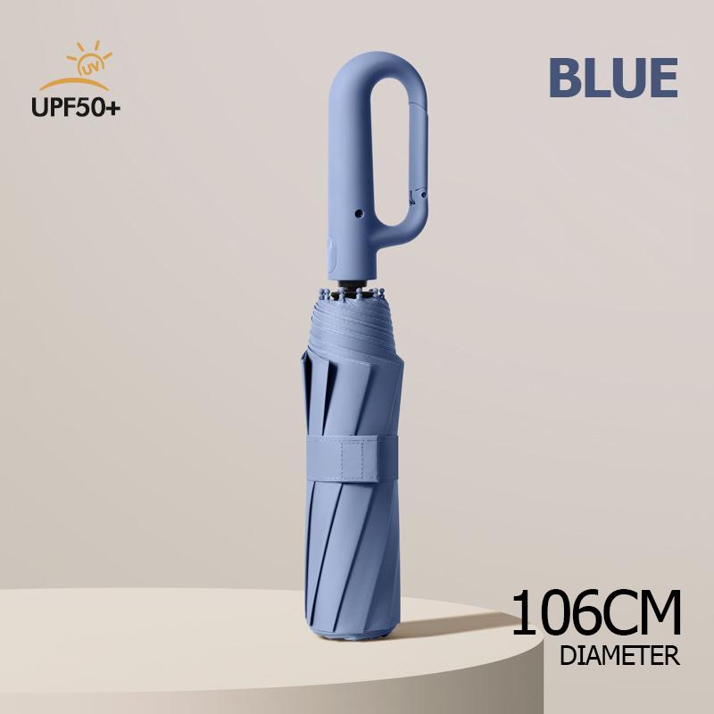 Big Windproof Strong Umbrella with Reflective Stripe Reverse Automatic Fold UV Umbrella for Rain Sun Carabiner Handle Luxury