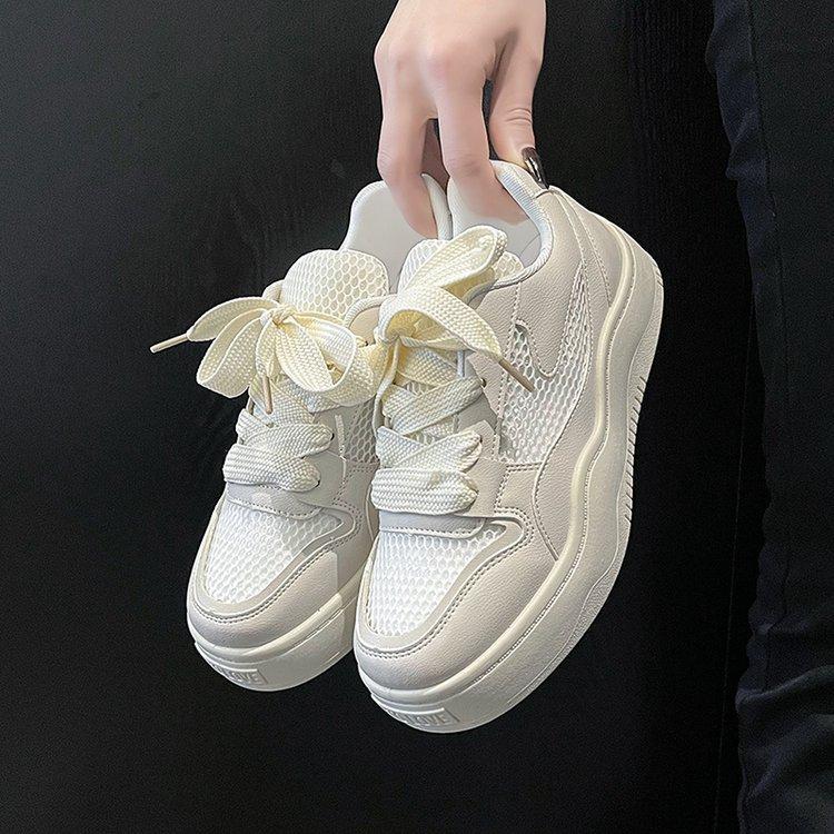 Маленькие белые туфли женские 2025 новые сетчатые туфли на мягкой подошве повседневные универсальные модные туфли лето тонкие дышащие кеды