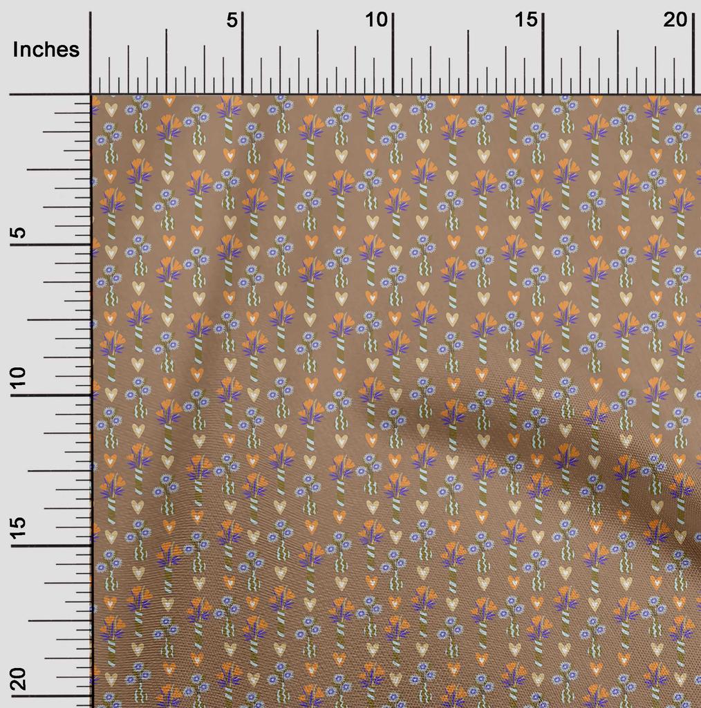 oneOone Cotton Flex Brown Fabric Floral Quilting Supplies Print Sewing Fabric By The Yard 40 Inch