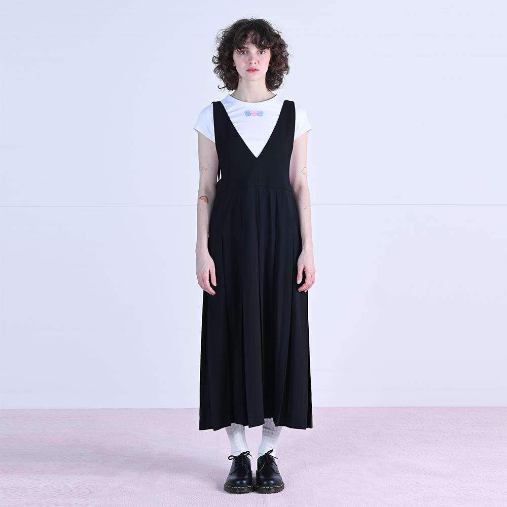 Wove Moment Crepe Pleated Dress Black Wbcsop008Bk