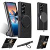 SUTENI G3 For Samsung Galaxy Z Fold6 5G Magnetic Case Rotating Kickstand Carbon Fiber Texture Leather Phone Back Cover