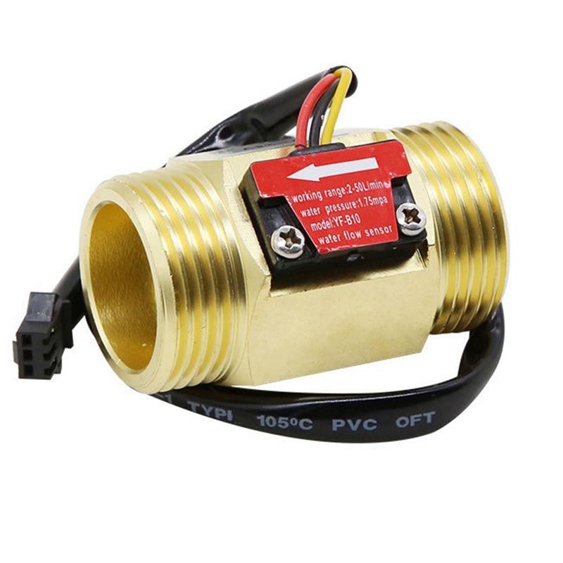 DIDI Water Flow Sensor Hall Flow Meter 1 Inch External Wire Copper Water Flow Sensor Turbine Flow Meter