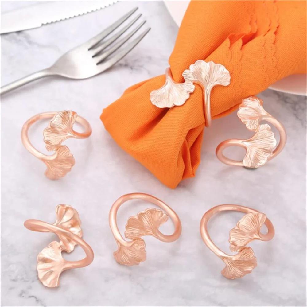 1Pc Gold/Sliver Leaf Napkin Rings Fall Metal Napkin Holder for Christmas Thanksgiving Festival Wedding Dinnig Table Decoration