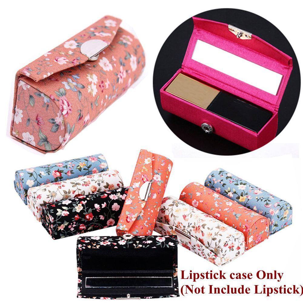 Fashion Gift Makeup Storage Flower Designs Mini Mirror Lip Gloss Box Jewelry Holder Lipstick Case