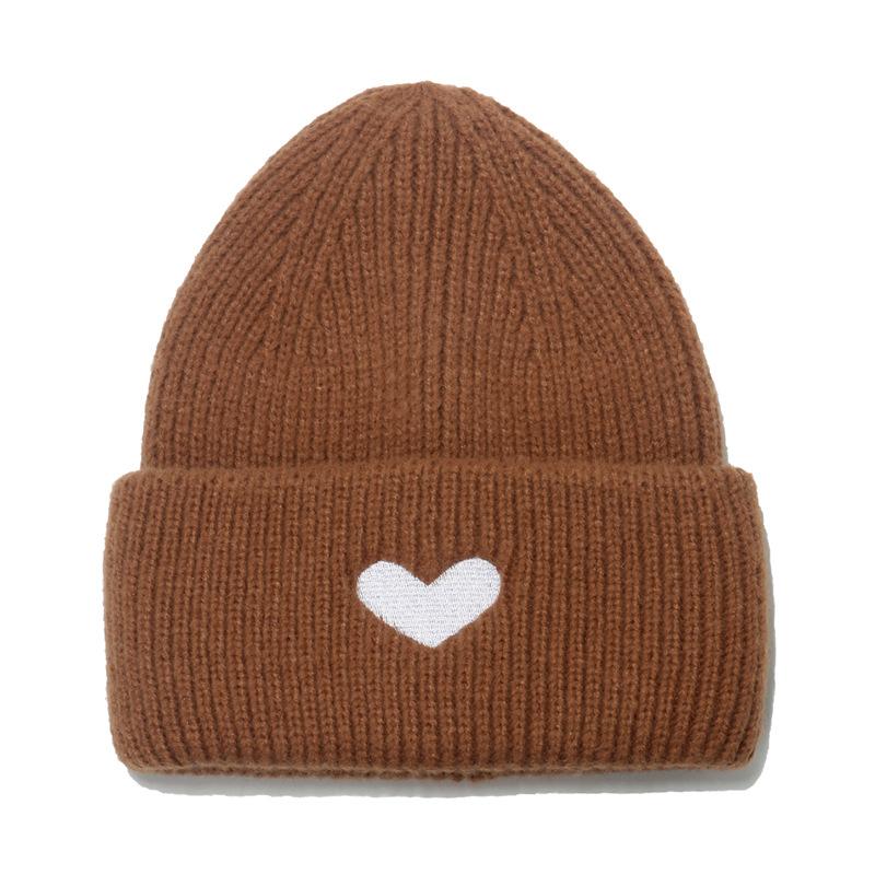 Japanese sweet beautiful woman autumn and winter warm versatile student knitted hat show face small cold hat female love embroidery wool hat