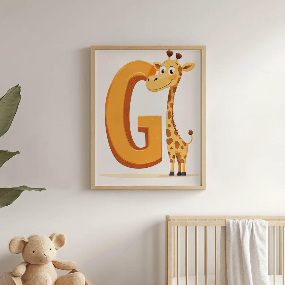 Plakat Litera G Z Żyrafą Plakat Litera G Z Żyrafą, 40X50 Cm, Bez Ramy, Papier Matowy 230 Gsm