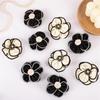 Camellia Brooch Black White Fabric Badge Mourning Funeral Corsage Pin High-end French Elegant Bag Clothes Scarf Accessory Brooch
