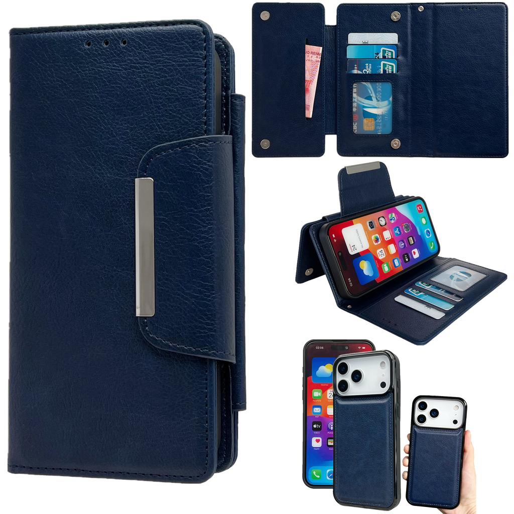 Для iPhone 17 Pro Max Чехол Съемный 2 в 1 Магнитная застежка Кожаный кошелек Чехол для телефона