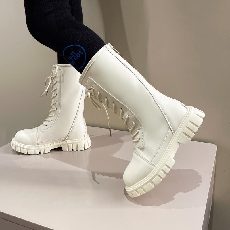 Девочки Сапоги Однотонные Детская Мода ПУ Простые Зимние и Осенние Новые Детские Сапоги для Выступлений Высокие Детский Подиум