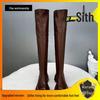 Women's Over-the-Knee High-Tube Autumn/Winter Knight Boots - Slim, Height-Increasing, Elastic, Plus Velvet with Zipper.
