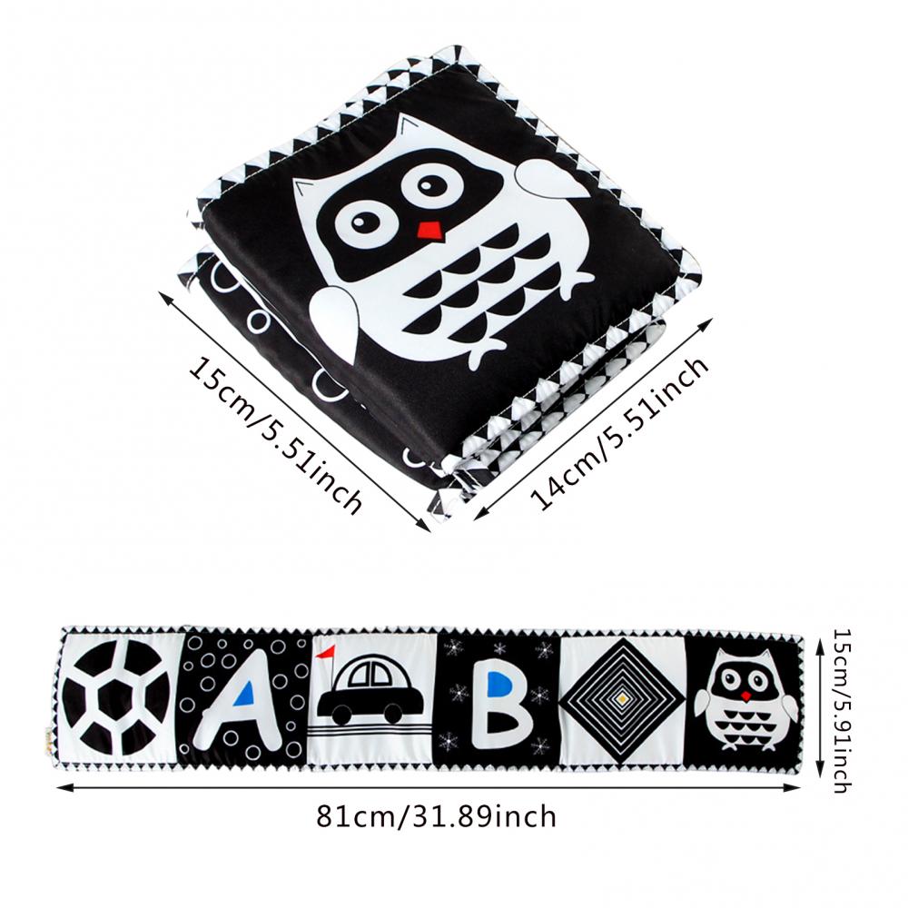 Black White Series Cloth Book Cribs Pram Use Clip On Animal Cloth Book Toys Montessori Baby Visual Stimulation Card Toys