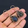 Beautiful Labradorite Gemstone Pure Copper Wire Wrapped Handmade Earrings Gift For Her