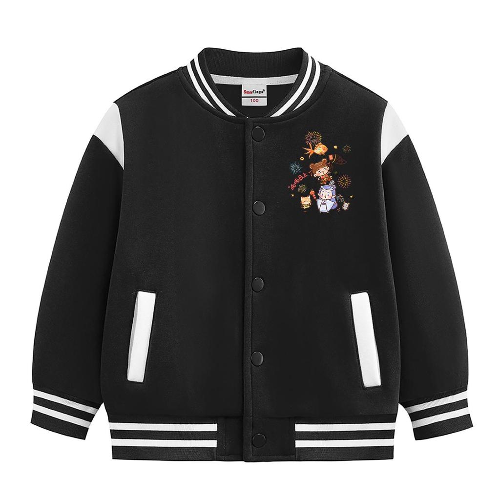 Kids' Versatile Baseball Jacket: Stylish Medium-Thick Outerwear for Boys and Girls - Medium to Large Sizes for Spring, Autumn, Winter