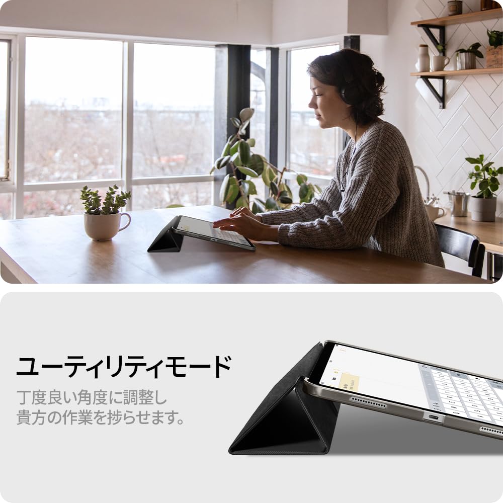 Чехол Spigen для iPad Pro 11, Складной в трех плоскостях, Обложка-подставка, Место для Apple Pencil, Зарядка, Тонкий, Легкий, Автоматический сон, Жидкий Air Folio, ACS05466 (черный)