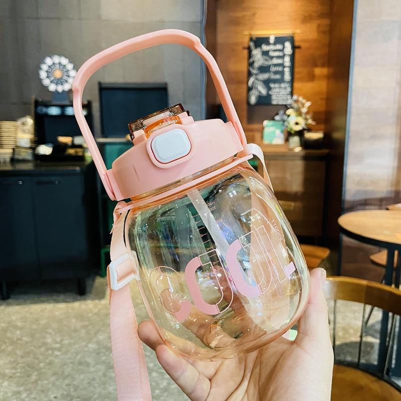 Двойной напиток 1100 мл Big Belly Cup портативная ручка ремень пластиковая трубочка чашка Big Belly Water Cup