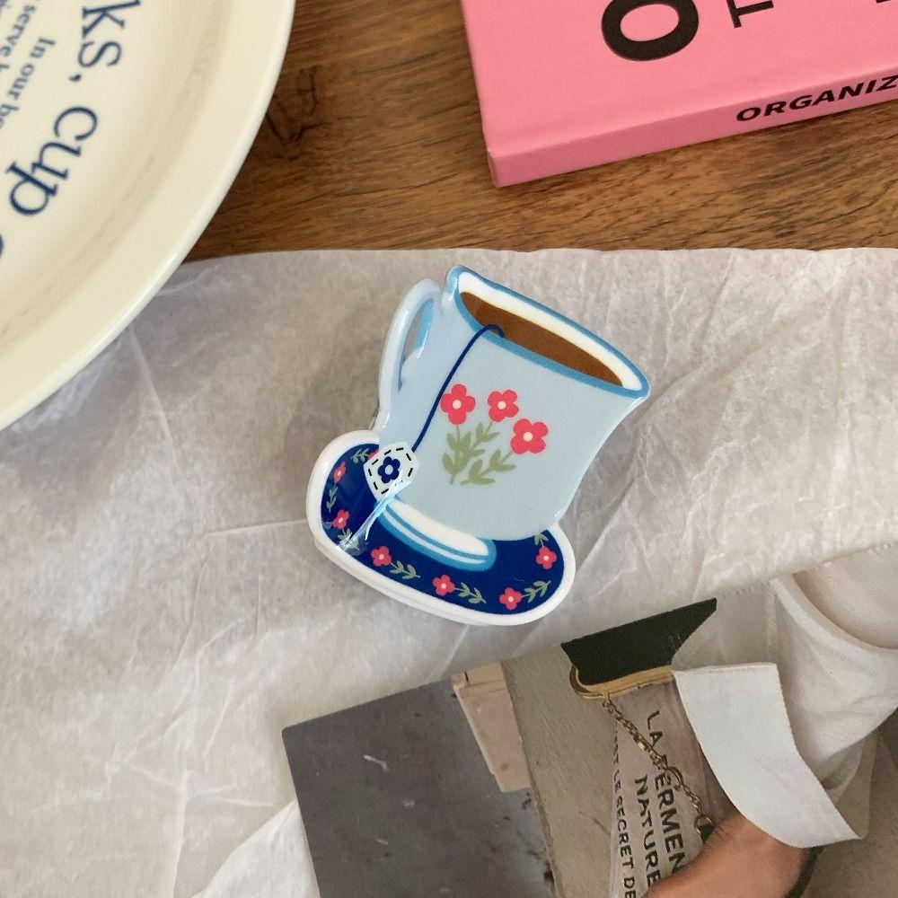 Cute Coffee Cup Hair Clip Flower Small Hair Claw Creative Acetate Hair Claw  Girl