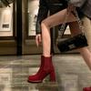Chunky Leather Women Ankle Boots Fashion Winter High Heels Shoes New Brand 2025 Trend Sexy Goth Pumps Designer