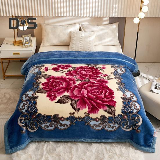 Одеяло из фланели Утолщенное Цветочный принт Двухслойное Сохранение тепла Простота ухода Машинная стирка Максимальный комфорт Двустороннее Очень большой размер Зима
