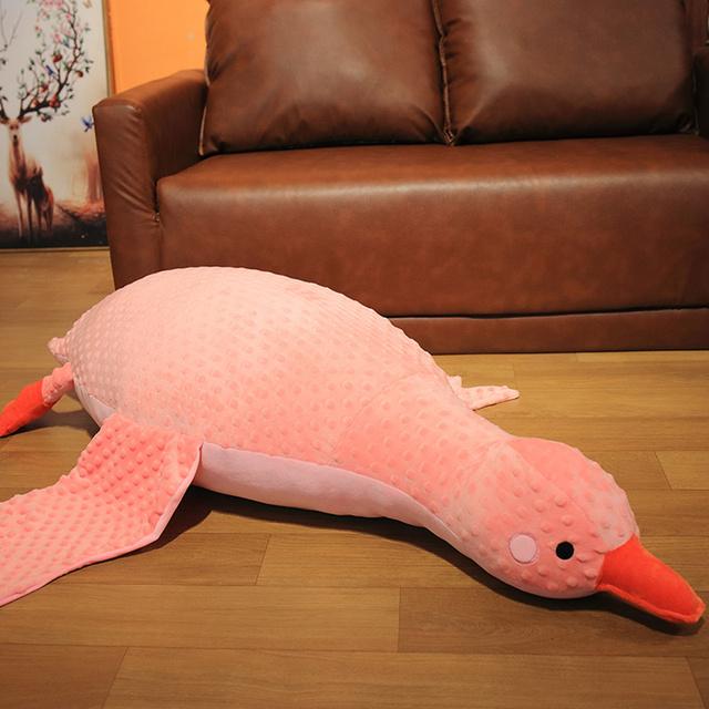 70 /100 /120cm Huge Size Massage Duck Plush Toys Stuffed Soft Lying Goose Pillow Cartoon Animal Mat Dolls Baby Kids Appease Toys