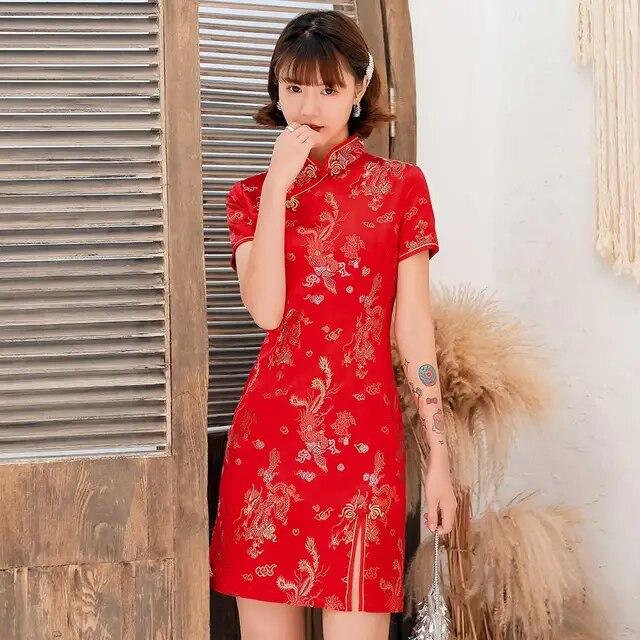 Китайское женское атласное платье, элегантное тонкое винтажное платье Cheongsam с воротником-стойкой, Vestidos, сексуальное торжественное платье с высоким разрезом
