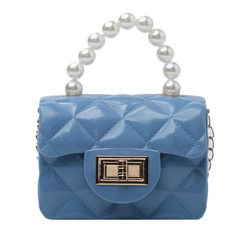 Pearl Rhombus Grid Chain Handbag With Hardware Buckle Single Shoulder Jelly Bag