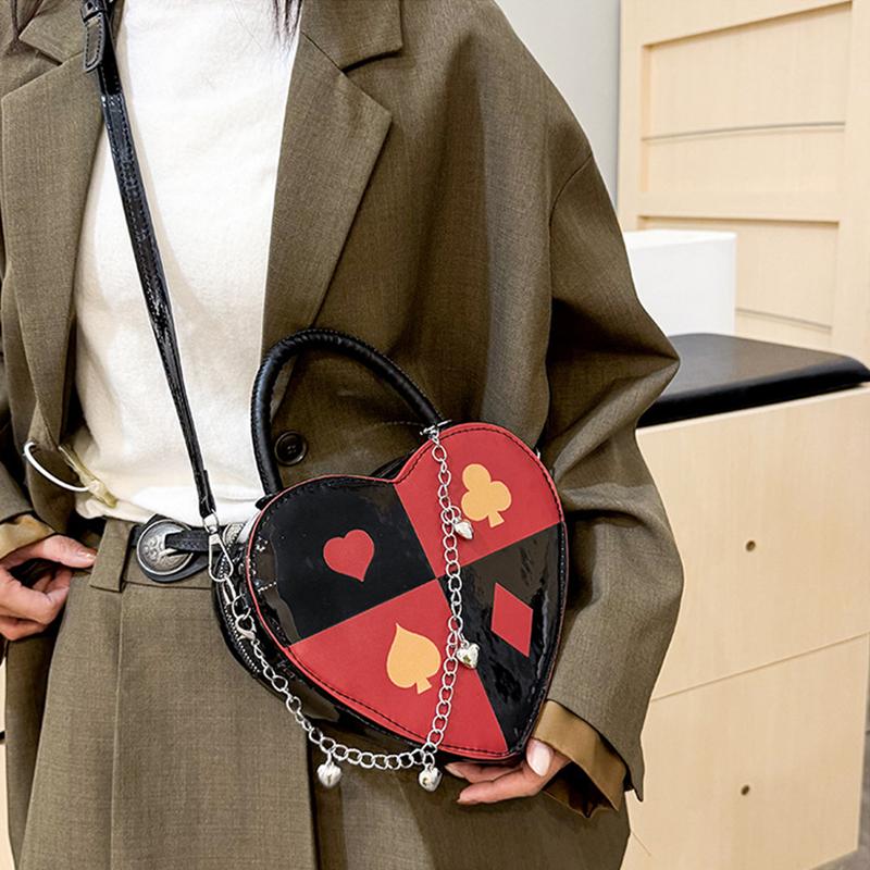Модная женская сумка через плечо Креативная сумка в виде покерной карты с принтом в форме сердца Сумка кроссбоди Маленькая ручная сумочка CLE
