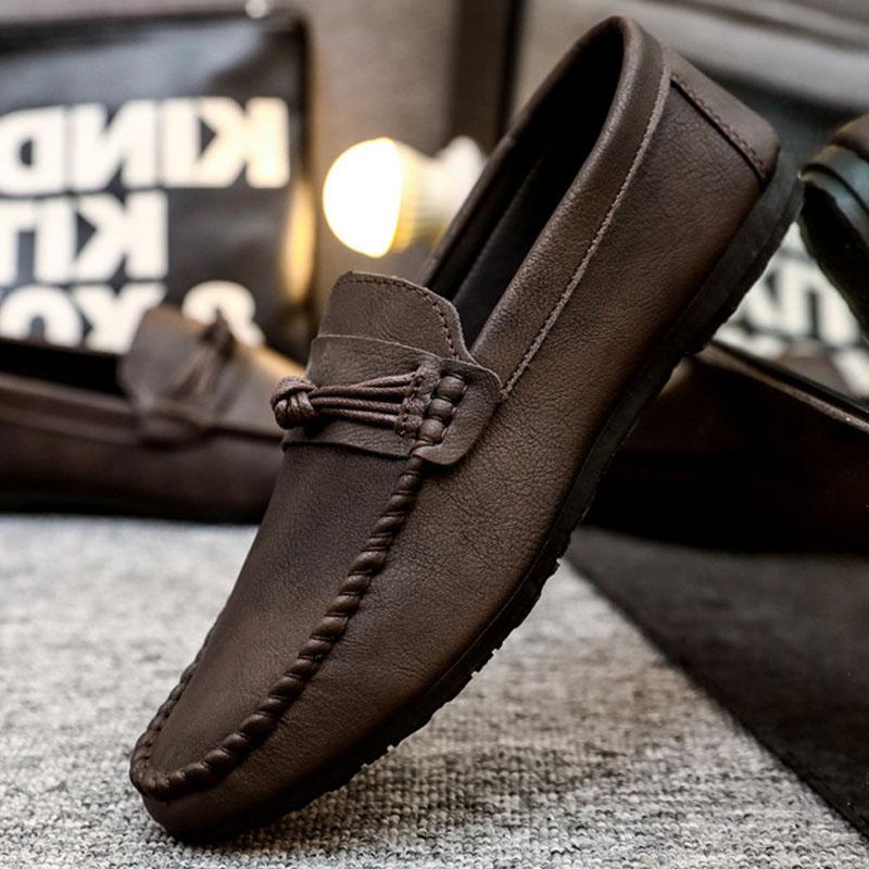 Мужская повседневная обувь весна-лето новые мягкие мокасины без застежек Zapatos De Hombre удобные туфли на плоской подошве мужские туфли из микрофибры из кожи