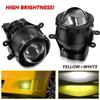 2PCS 3 Inch LED Fog Lights, Universal LED Projector Lens Car Fog Lamps with 5500K White and 3000K