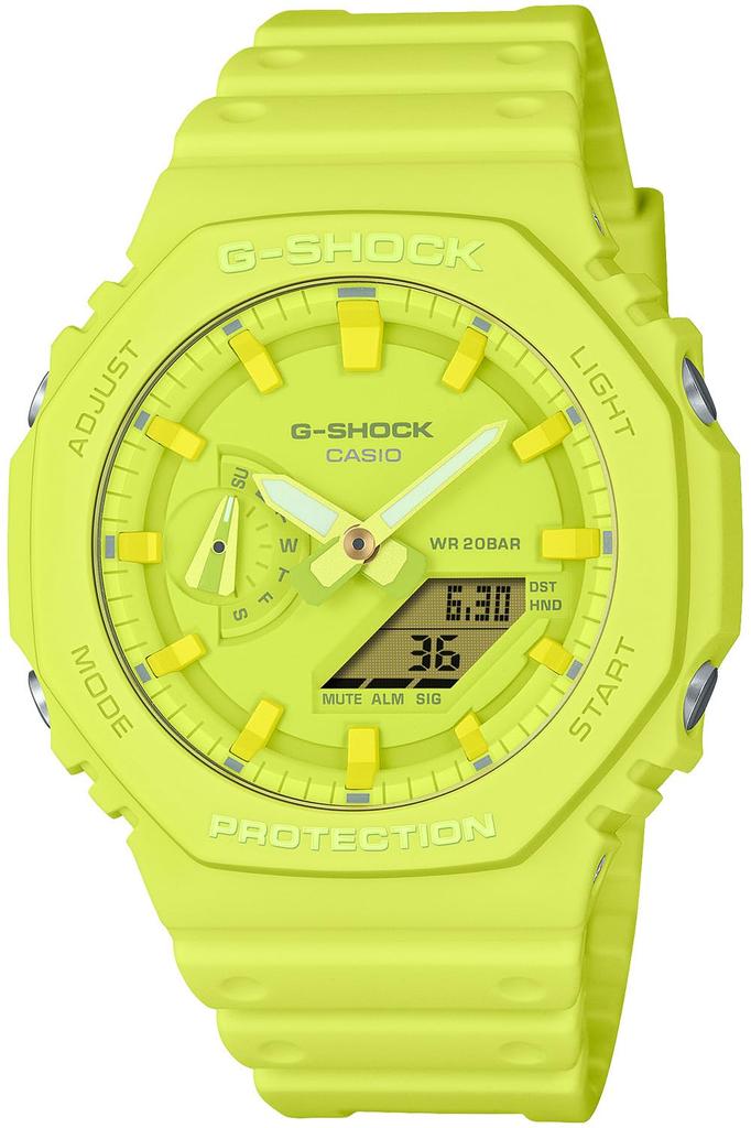 Часы Casio G-Shock, серия TONE-ON-TONE GA-2100-9A9JF, мужские, вольт-желтый, аутентичный японский продукт