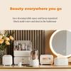 Makeup Organizer and Storage Cosmetic Brush Holder Bucket Rotatable Multigrid Partition Waterproof and Dustproof Makeup Storage Box Dressing Table