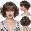 Synthetic Short Curly Wigs for Women Natural Hairstyles Wig with Bangs Dark Brown Elegant Mommy Wig Fancy Dress Party Cosplay