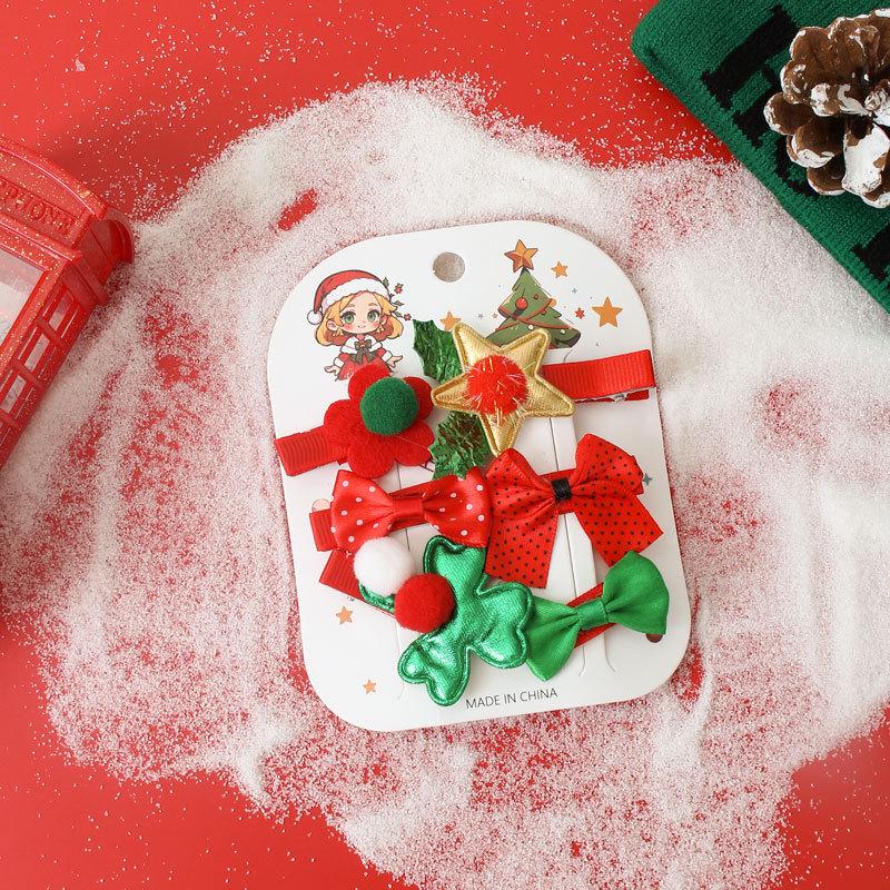 Рождественские заколки для волос для девочек 2024 - Праздничный бант и боковые аксессуары для детей