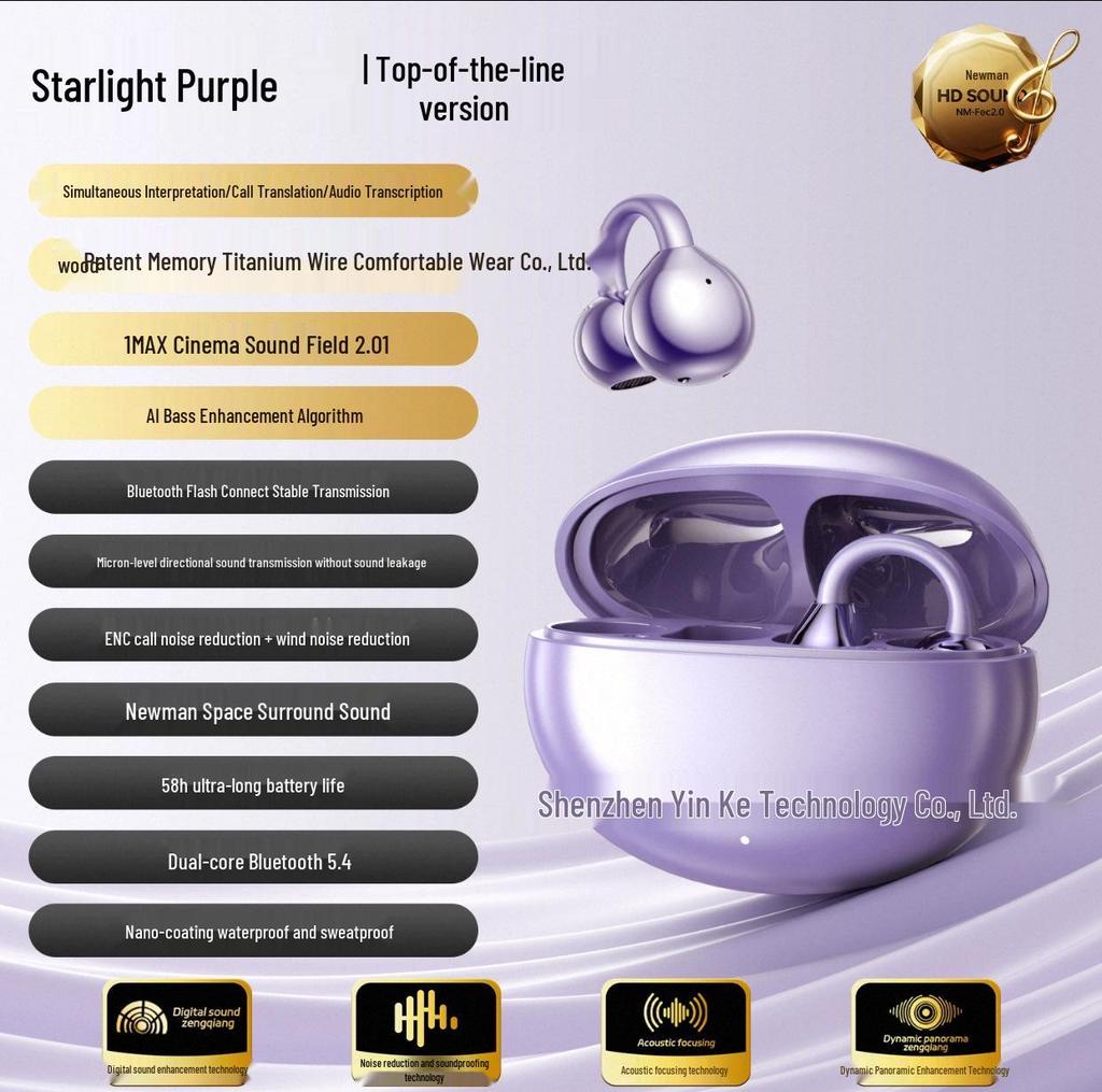 M91 Smart AI Bluetooth Clip-on Earphone - High-Quality, Non-In-Ear Design for Cross-Border Translation