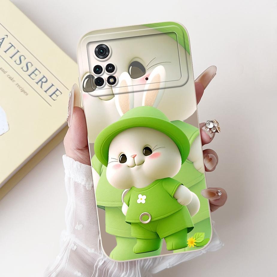 Чехол для Xiaomi Poco M4 Pro 4G Милый Мультяшный Кролик Ударопрочный Чехол для Телефона Для Xiaomi Poco X4 Pro PocoM4 Pro 5G Мягкие Fundas