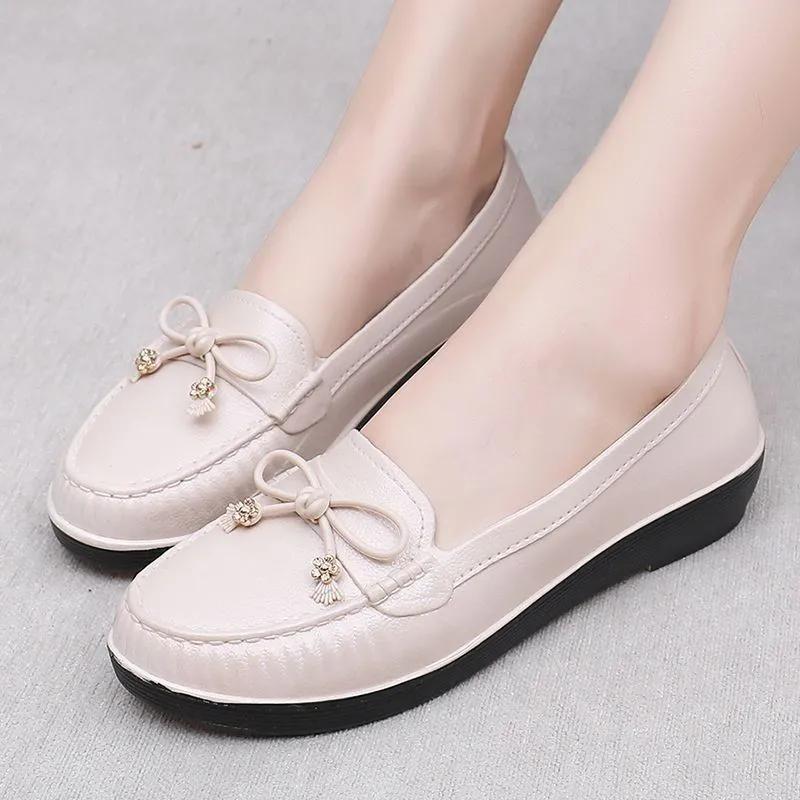 WTEMPO ПВХ водонепроницаемые нескользящие мягкие толстые каблуки рабочие туфли женские большие размеры однотонные повседневные банты одинарные туфли