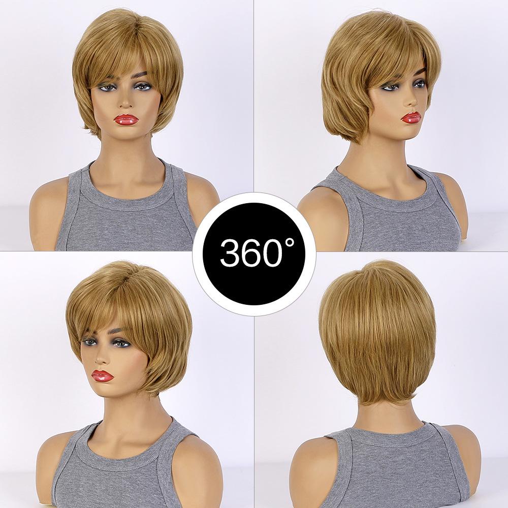 Короткие прямые парики Ombre Blonde Blonde Bob Wigs Женский синтетический парик с челкой Ежедневное использование Косплей Волосы Термостойкий парик