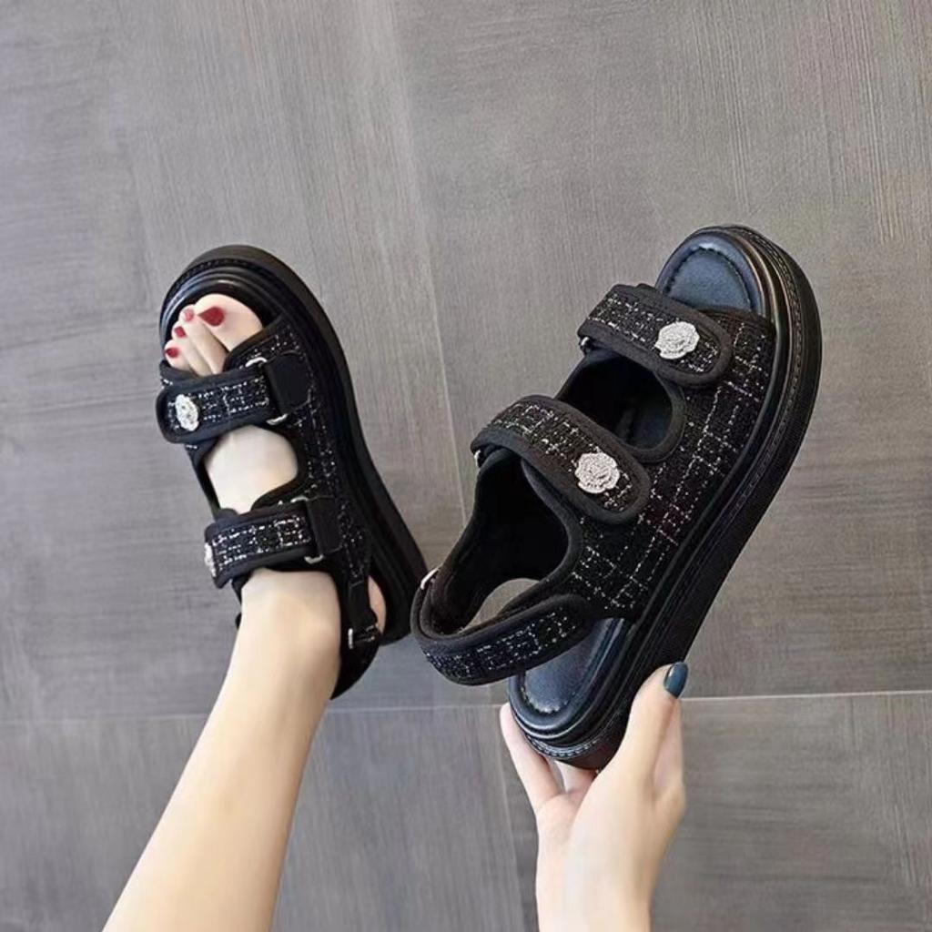 Сандалии женские Xiaoxiangfeng 2024 года, новые летние сандалии на платформе, кроссовки на липучках, для спорта и отдыха, пляжные римские сандалии