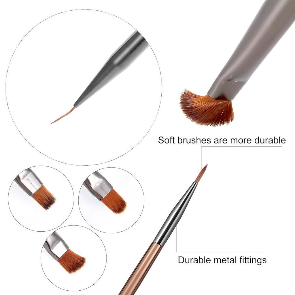 14 PCS Nail Design Painting Brush Set Nail Art Brushes Acrylic Nailbrush Double-ended Nails Art Brushes Extension Gel Builder Nails Gel Brush Dotting