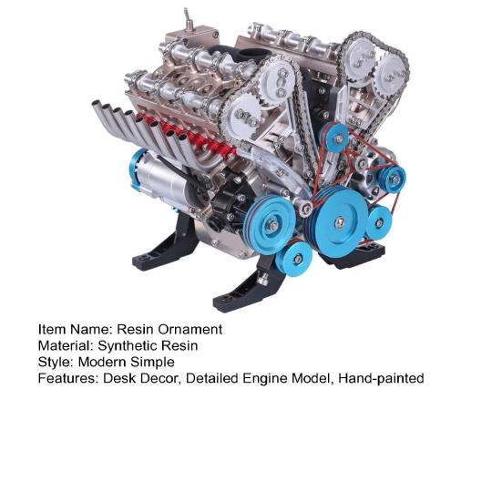 Модель двигателя автомобиля с цилиндром, модель двигателя V8 из смолы, ручная работа, модель двигателя автомобиля с 4 цилиндрами, настольный блок двигателя, украшение, подарок для автолюбителей