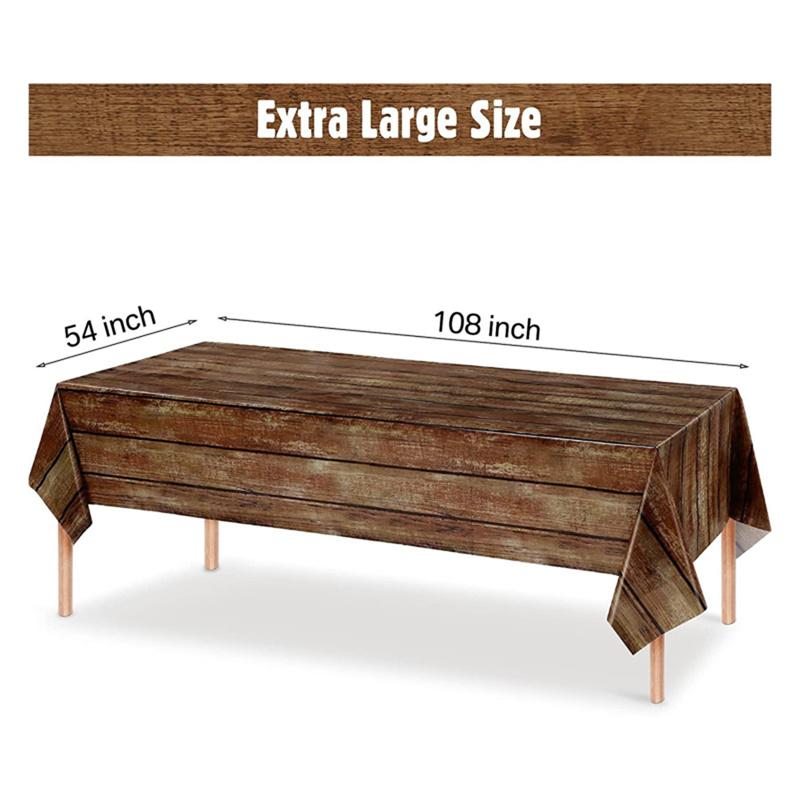 Прямоугольные скатерти с рисунком под дерево, пластиковые скатерти, 108 дюймов, винтажная скатерть в фермерском стиле, декор для свадьбы, дня рождения