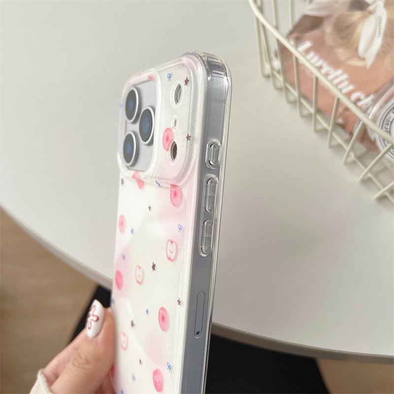 Корейский клетчатый чехол-пончик для iPhone 17/16 Pro Max/15/14