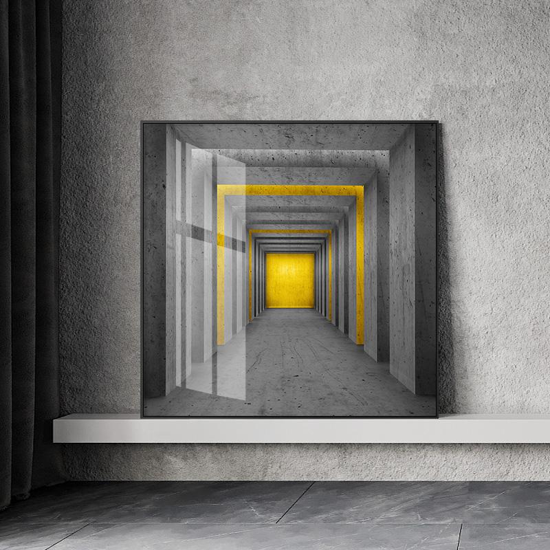 Модный квадратный черно-желтый постер, бесконечная прихожая, холст, картина, принт, настенные художественные фотографии для гостиной, спальни, стильный